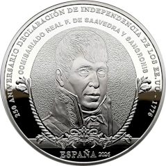 Moneda 2026 250 aniversario EEUU. Saavedra. 10 euros Plata  - 1