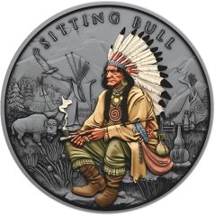 Moneda onza de plata Estados Unidos. Toro Sentado. Color  - 1