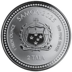 Moneda onza de plata 2 Tala Samoa 2025. Caballito de Mar.