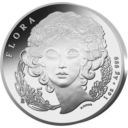 Moneda onza de plata Italia 0,25 Euros 2026 Flora. Lirio.
