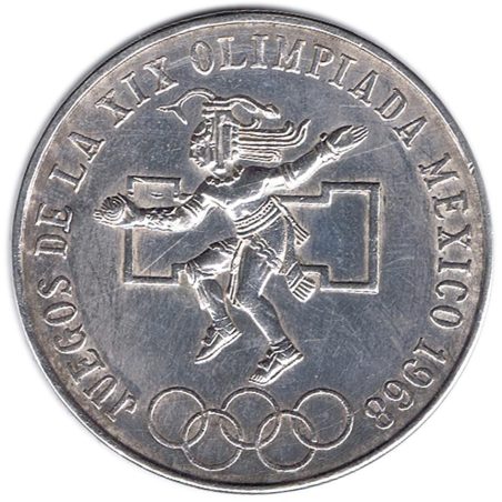 Moneda de plata 25 pesos Mexico 1968 Juegos Olímpicos  - 1