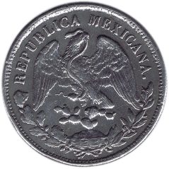 Moneda de plata 1 peso Mexico 1909.