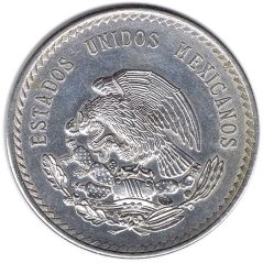 Moneda de plata 5 pesos Mexico 1948 Azteca.