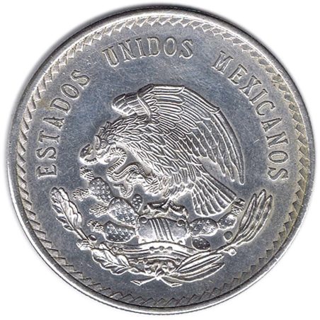 Moneda de plata 5 pesos Mexico 1948 Azteca.
