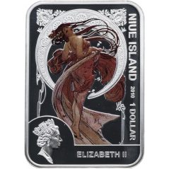 Moneda de plata 1$ Niue 2010 Pintores. Alfons Mucha.