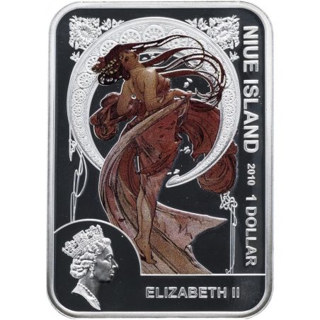 Moneda de plata 1$ Niue 2010 Pintores. Alfons Mucha.