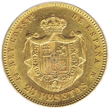 Moneda de oro 25 Pesetas 1878*78 Alfonso XII DE M