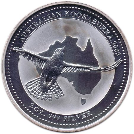 Moneda 2 onzas de plata 2$ Australia Kookaburra 2002  - 1