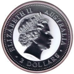 Moneda 2 onzas de plata 2$ Australia Kookaburra 2002
