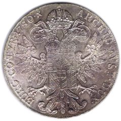 Moneda de plata Austria Thaler 1780. Reacuñación