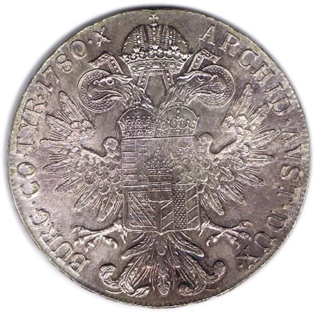 Moneda de plata Austria Thaler 1780. Reacuñación