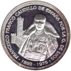 Medalla onza de plata Francisco Franco Caudillo España.  - 1