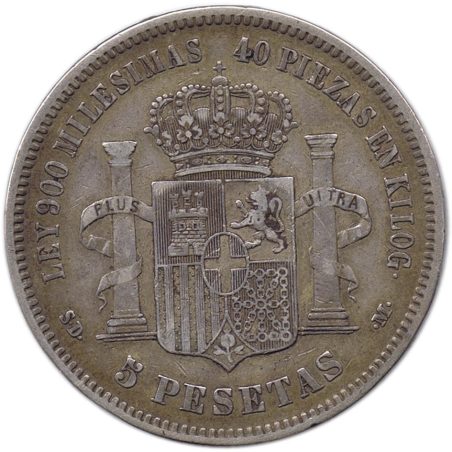 5 Pesetas Plata 1871 *71 Amadeo I SD M.