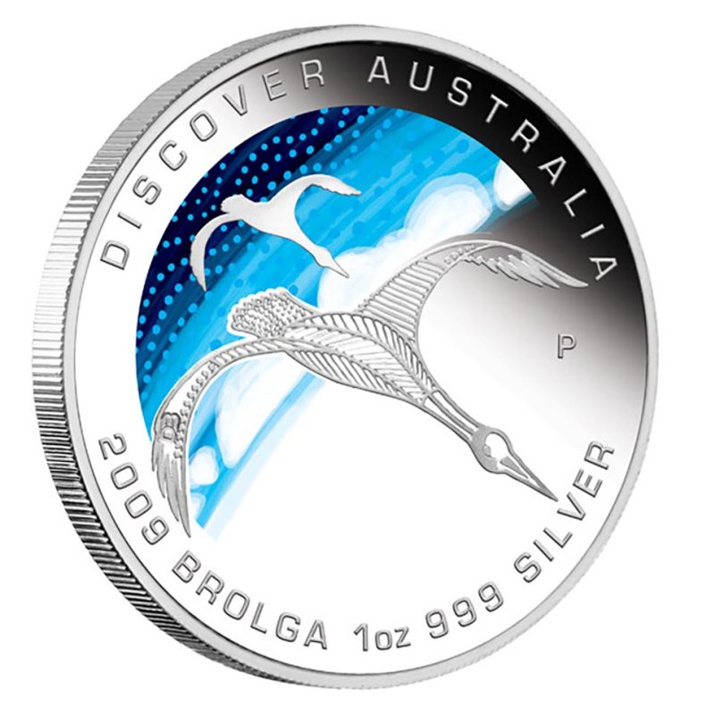 Moneda onza de plata 1$ Australia 2009 Ave Brolga. Color - 1 Moneda onza de plata 1$ Australia 2009 Ave Brolga. Color - 1