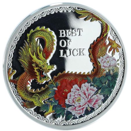 Moneda onza de plata 5$ Islas Cook 2012. Dragón Suerte.  - 1