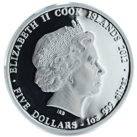 Moneda onza de plata 5$ Islas Cook 2012. Dragón Suerte.