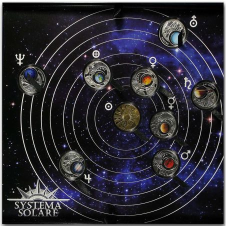 Monedas de plata Bielorrusia 10 Rublos 2012 Sistema solar. 9 monedas