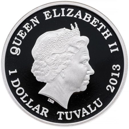 Moneda onza de plata 1$ Tuvalu 2013 Dragón de Tres Cabezas. Color