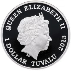 Moneda onza de plata 1$ Tuvalu 2013 San Jorge y el Dragón. Color