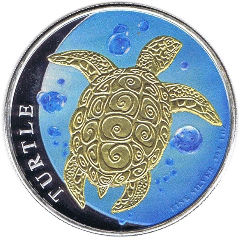 Moneda onza de plata 2$ Niue Tortuga Carey 2015 Dorada. Color - 1 Moneda onza de plata 2$ Niue Tortuga Carey 2015 Dorada. Color - 1