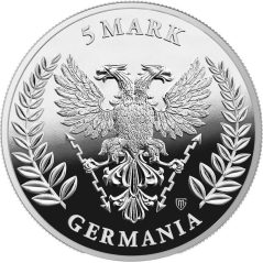 Moneda onza de plata Alemania 5 Mark 2026 Germania. Proof