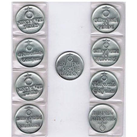 Medallas de plata Iglesias de Suiza. 9 medallas