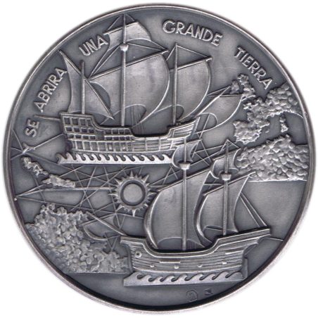 Medalla de plata Cristobal Colón y Carabelas.  - 1