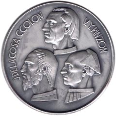 Medalla de plata Cristobal Colón y Carabelas.