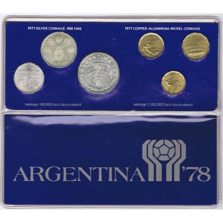 Colección 6 monedas 1977 Mundial Futbol Argentina 78. Plata y Cobre  - 1