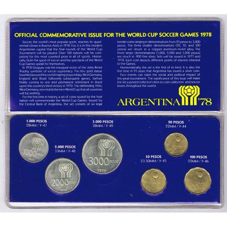 Colección 6 monedas 1978 Mundial Futbol Argentina 78. Plata y Cobre