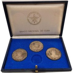 Monedas de plata 20 pesos Cuba 1977 Líderes Revolución. 3 monedas  - 4
