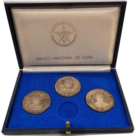 Monedas de plata 20 pesos Cuba 1977 Líderes Revolución. 3 monedas  - 4