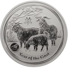 Moneda onza de plata 1$ Australia Lunar 2015 cabra. Marca León.  - 1