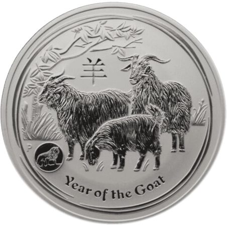 Moneda onza de plata 1$ Australia Lunar 2015 cabra. Marca León.  - 1