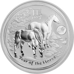 Moneda onza de plata 1$ Australia Lunar Caballo 2014. Marca León.  - 1