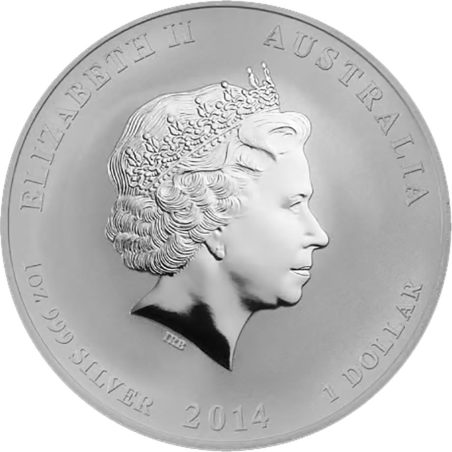 Moneda onza de plata 1$ Australia Lunar Caballo 2014. Marca León.