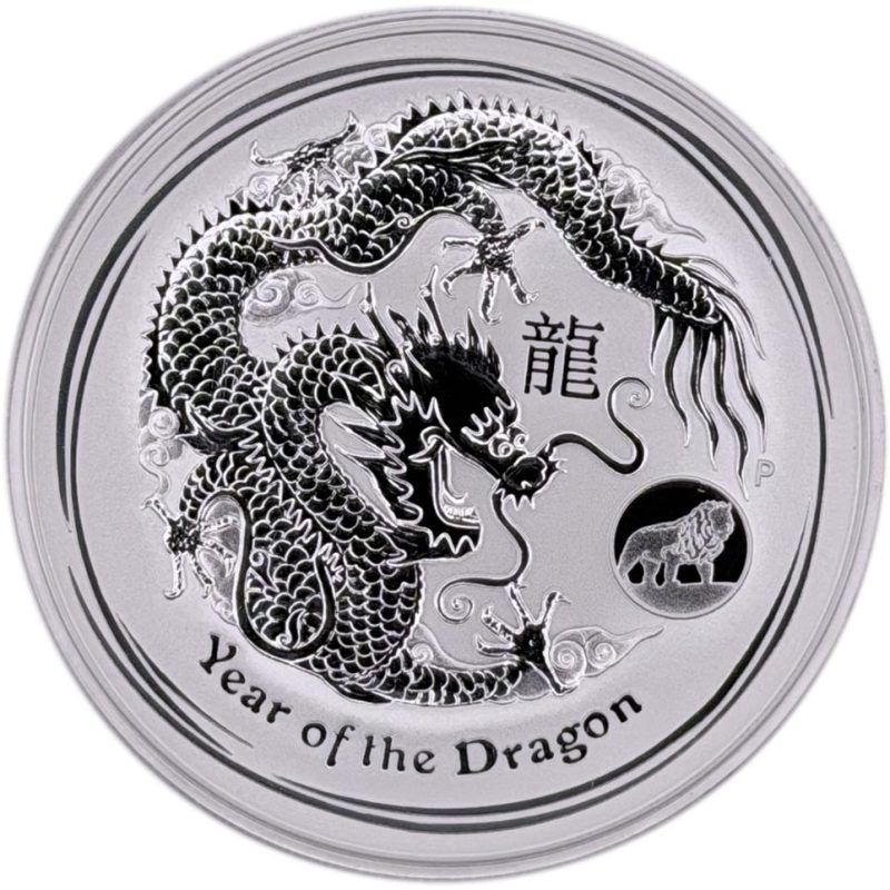 Moneda onza de plata 1$ Australia Lunar Dragón 2012. Marca León. - 1 Moneda onza de plata 1$ Australia Lunar Dragón 2012. Marca León. - 1