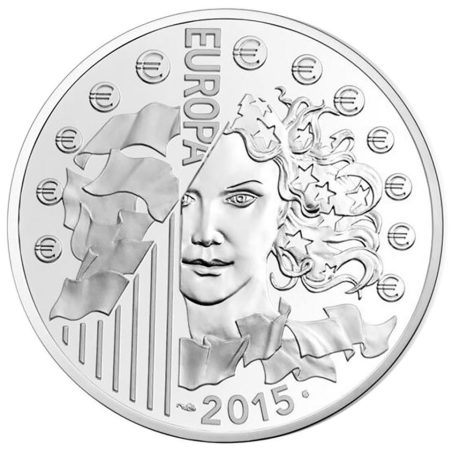 Francia 10 € 2015 Europa. 70 Años Paz en Europa. Plata.