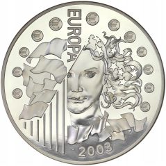 Francia 10 € 2003 Europa. Primer Aniversario Euro. Plata.
