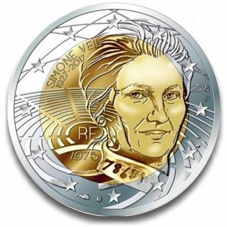 moneda conmemorativa 2 euros Francia 2018 Simone Veil. Proof
