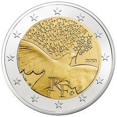 moneda conmemorativa 2 euros Francia 2015 Paz. Proof.