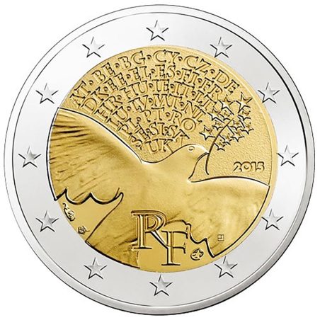 moneda conmemorativa 2 euros Francia 2015 Paz. Proof.