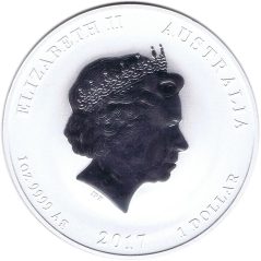 Moneda onza de plata 1$ Australia Lunar Gallo 2017. Color