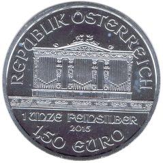 Moneda onza de plata 1,5 euros Austria Filarmonica 2015. Color