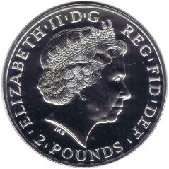 Moneda onza de plata Britannia 2 Pounds Inglaterra 2011. Con oro