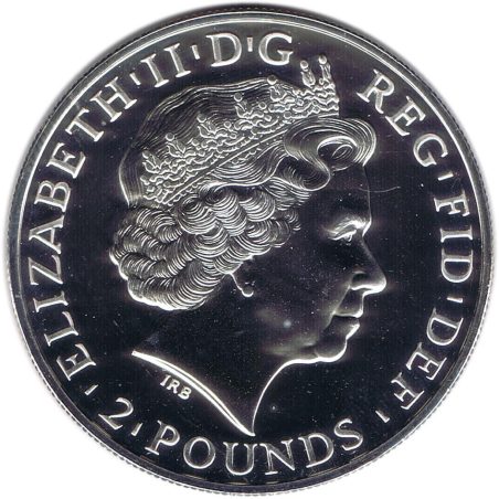 Moneda onza de plata Britannia 2 Pounds Inglaterra 2011. Con oro