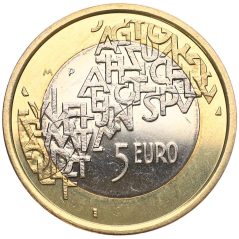 moneda Finlandia 5 Euros 2006 Presidencia UE.  - 1