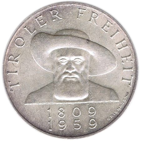 Moneda de plata 50 schilling Austria 1959 Liberación del Tirol.  - 1