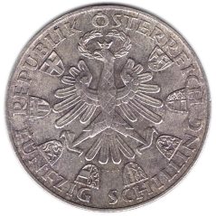 Moneda de plata 50 schilling Austria 1959 Liberación del Tirol.