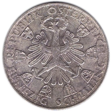 Moneda de plata 50 schilling Austria 1959 Liberación del Tirol.